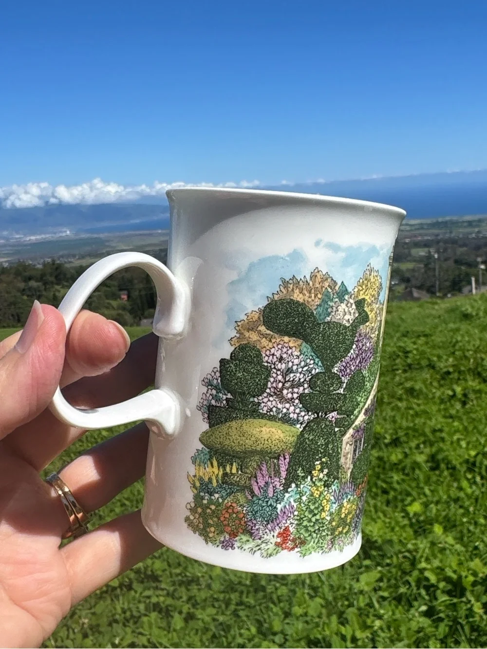 Dunoon Village Greens Fine China Coffee Tea Mug Sue Scullard England Cottage
